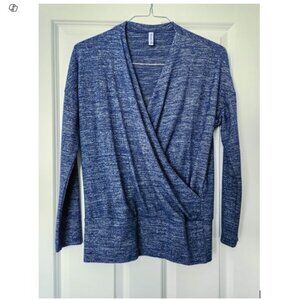 Neineiwu Heathered Blue Criss Cross Athletic Pullover